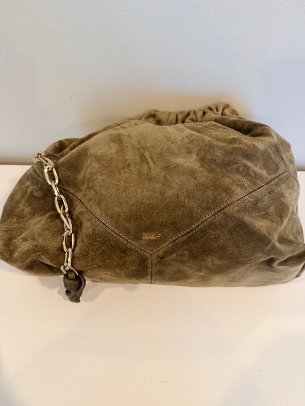 NWT ba&sh Suede Slouch Adjustable Tote Bag - Khaki Green - Picture 4 of 9